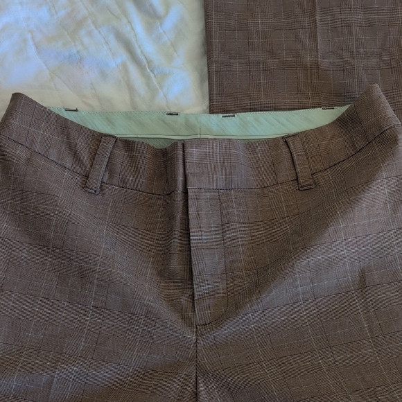 GAP Vintage Tan Plaid Flat Front Wide Leg Cuffed Trousers - Picture 1 of 10